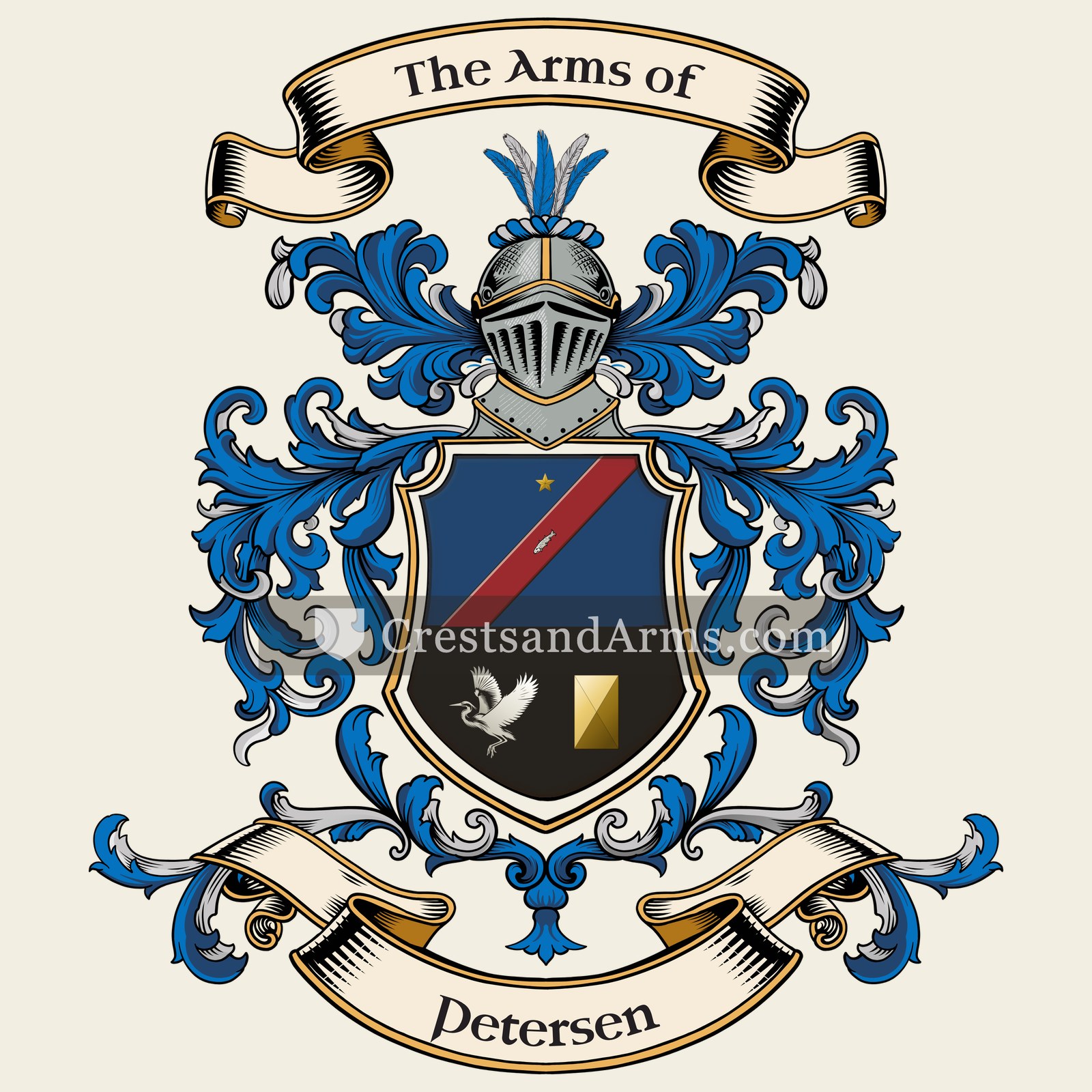 The Petersen coat of arms, drawn from the recorded blazon