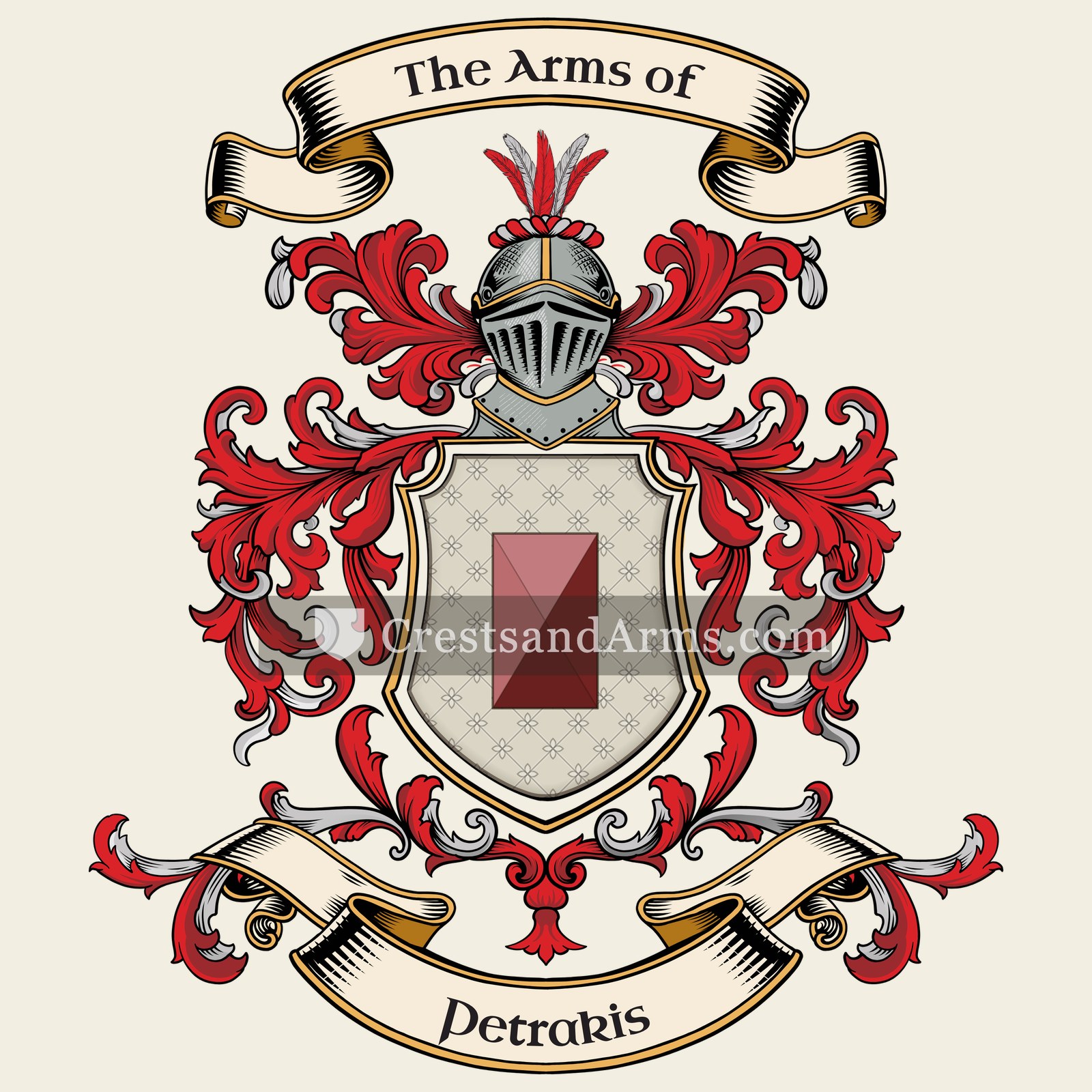 The Petrakis coat of arms, drawn from the recorded blazon