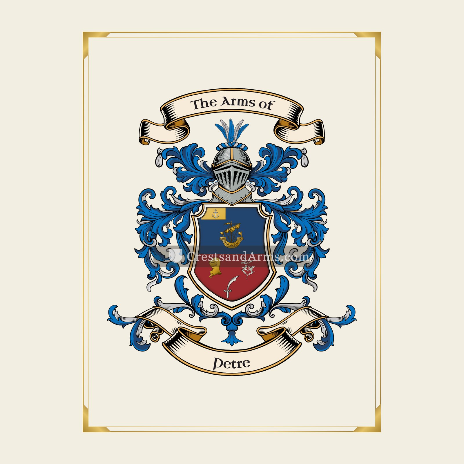 With gold border