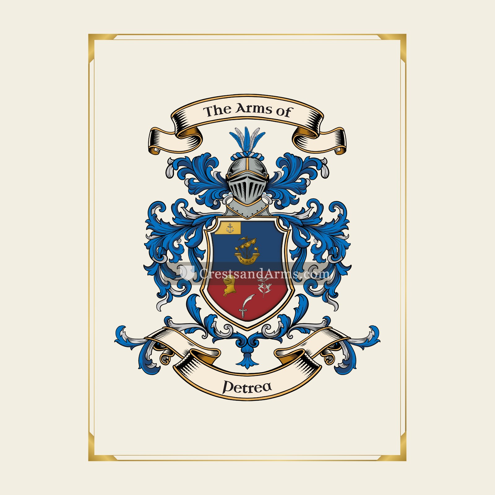 With gold border