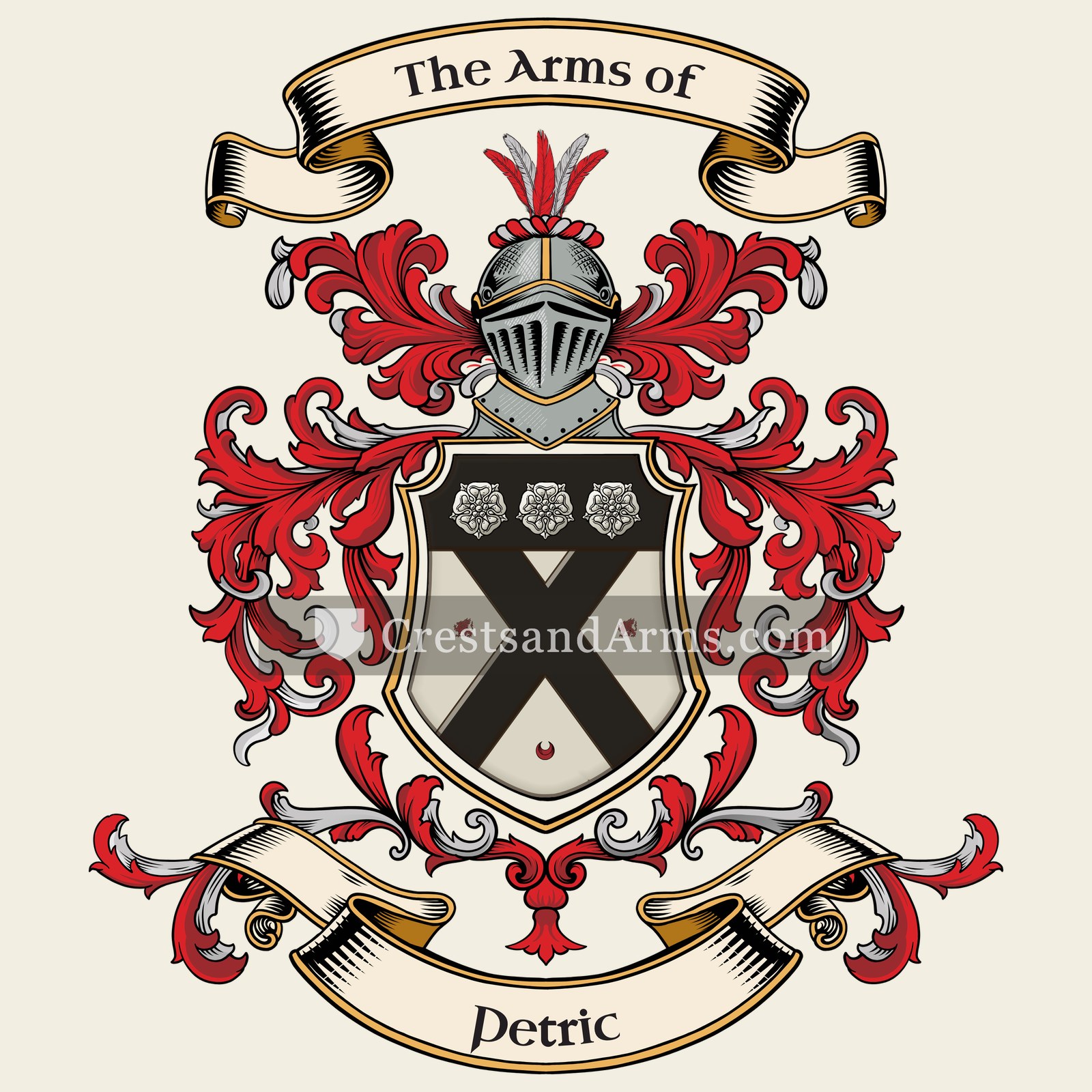 The Petric coat of arms, drawn from the recorded blazon