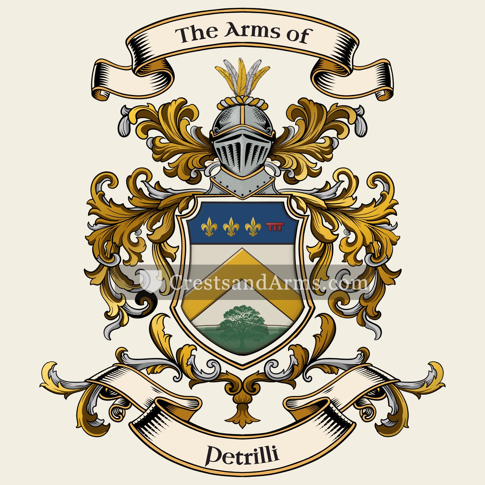 The Petrilli coat of arms, drawn from the recorded blazon