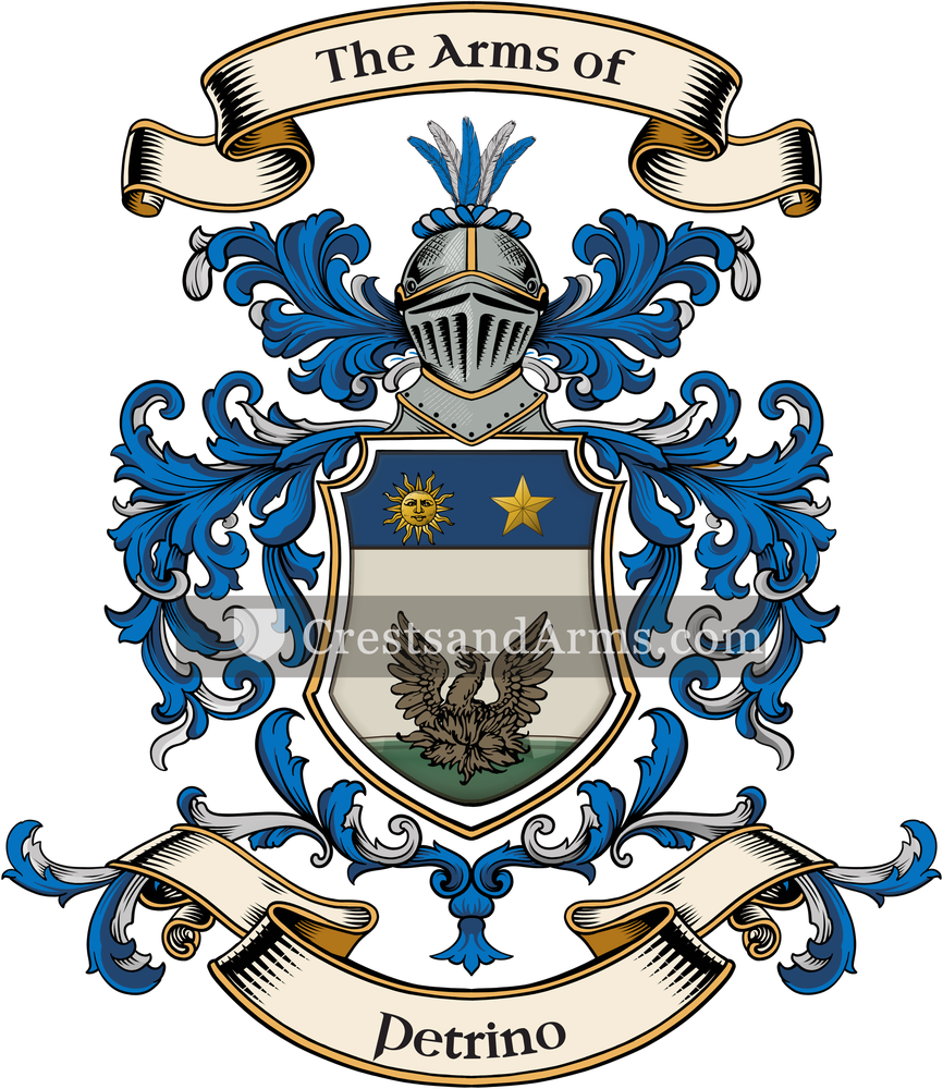 The Petrino coat of arms, drawn from the recorded blazon