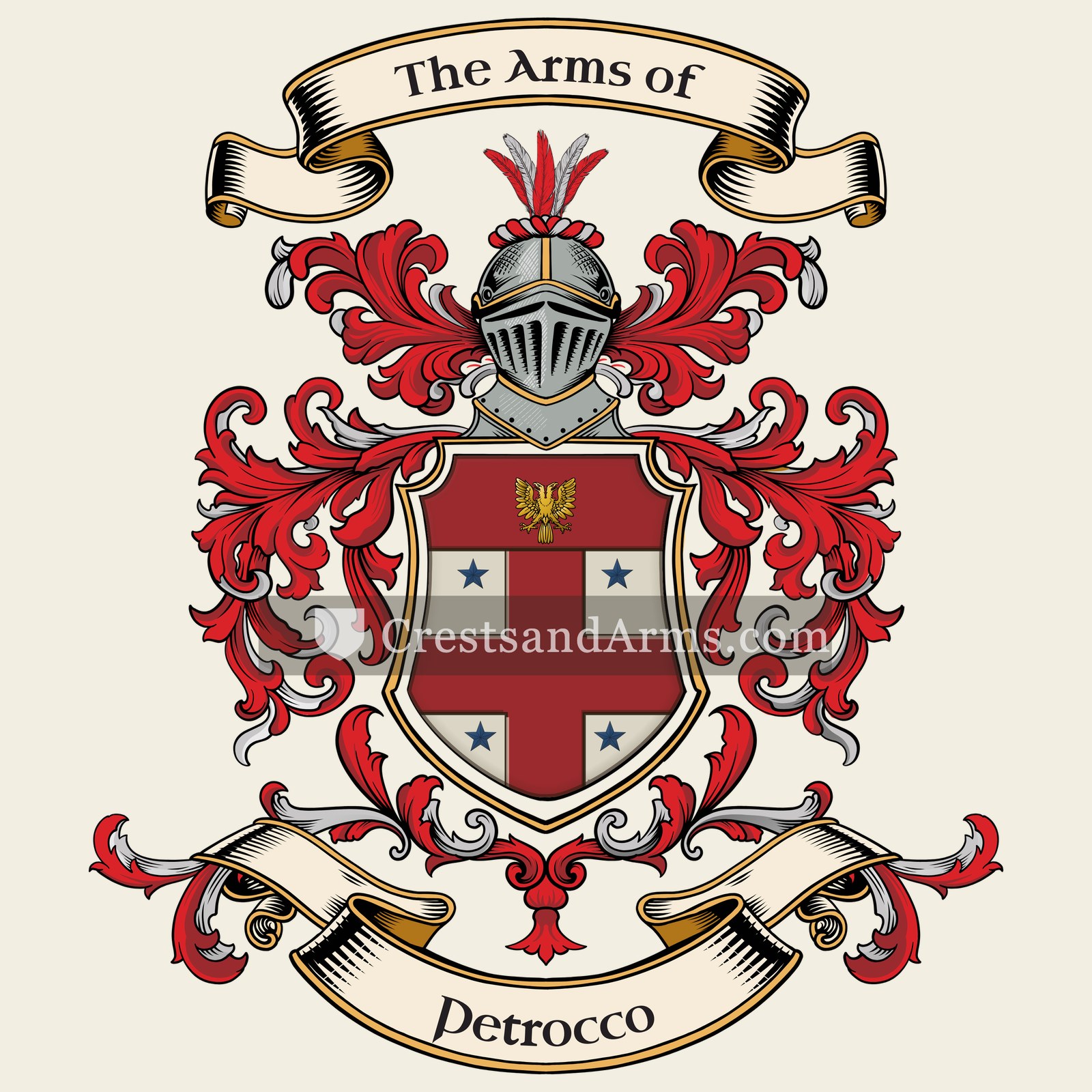 The Petrocco coat of arms, drawn from the recorded blazon