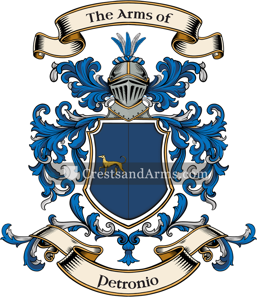 The Petronio coat of arms, drawn from the recorded blazon