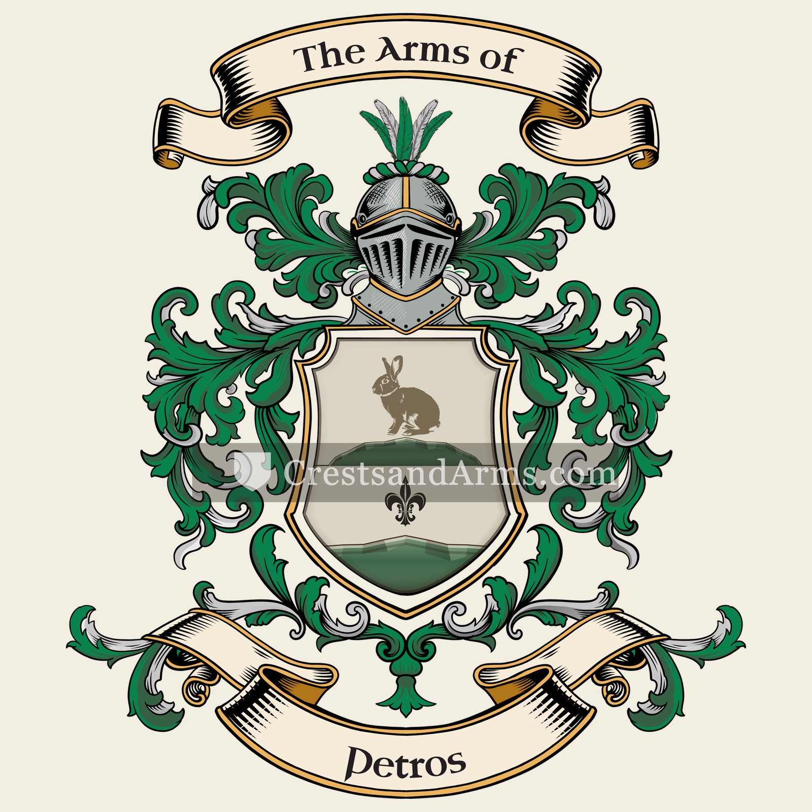 The Petros coat of arms, drawn from the recorded blazon