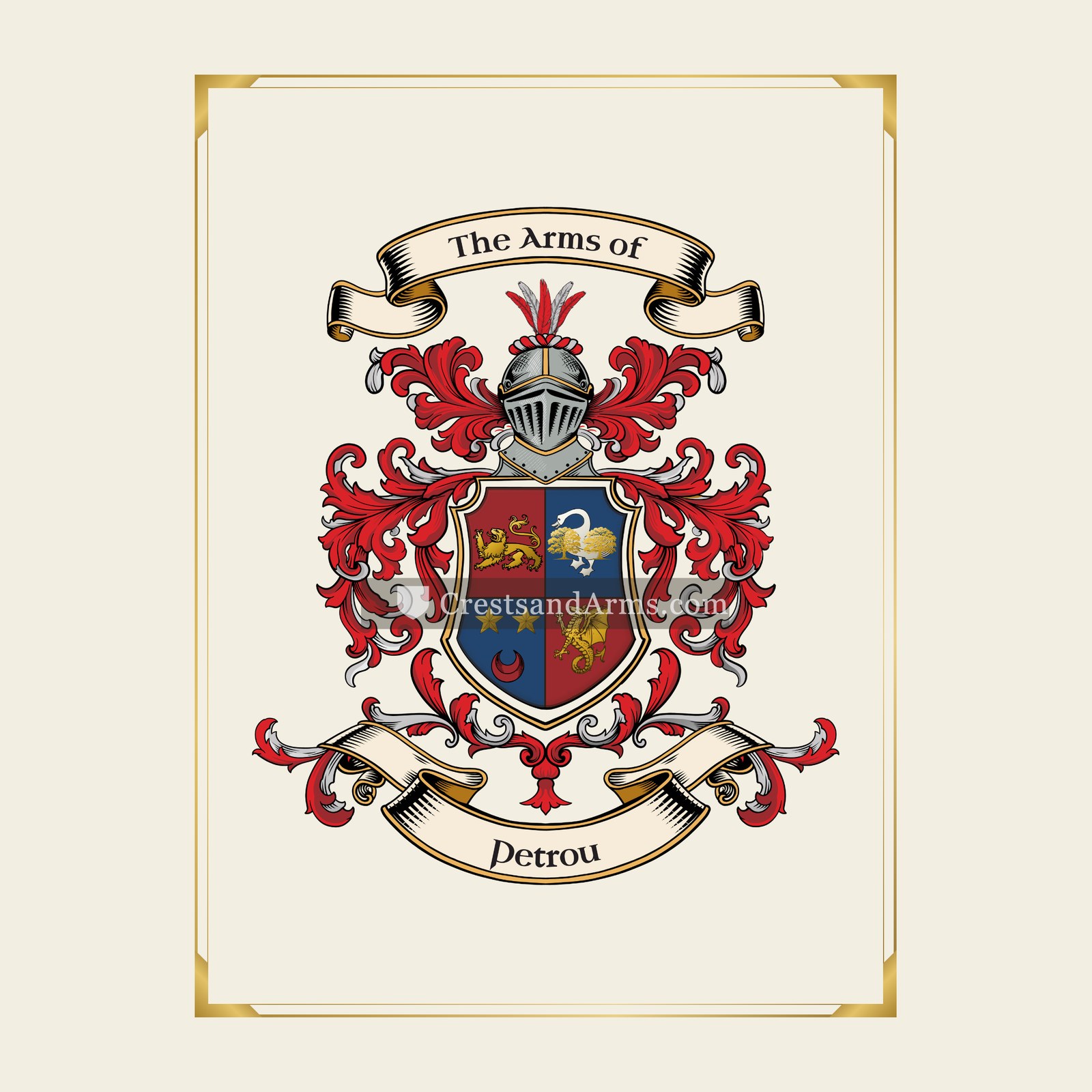 With gold border