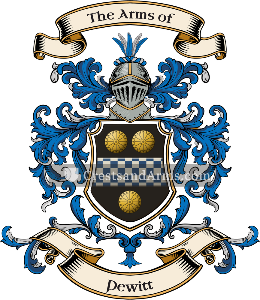 The Pewitt coat of arms, drawn from the recorded blazon