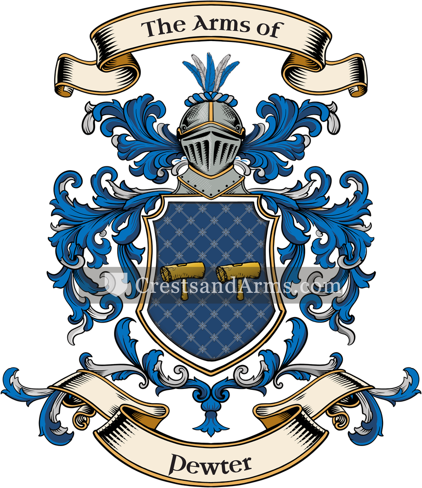 The Pewter coat of arms, drawn from the recorded blazon