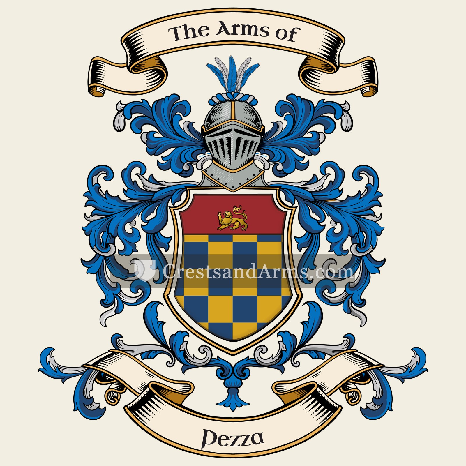The Pezza coat of arms, drawn from the recorded blazon