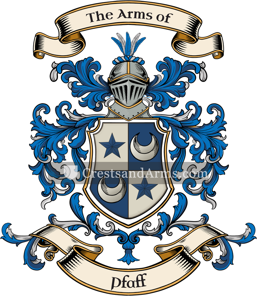 The Pfaff coat of arms, drawn from the recorded blazon