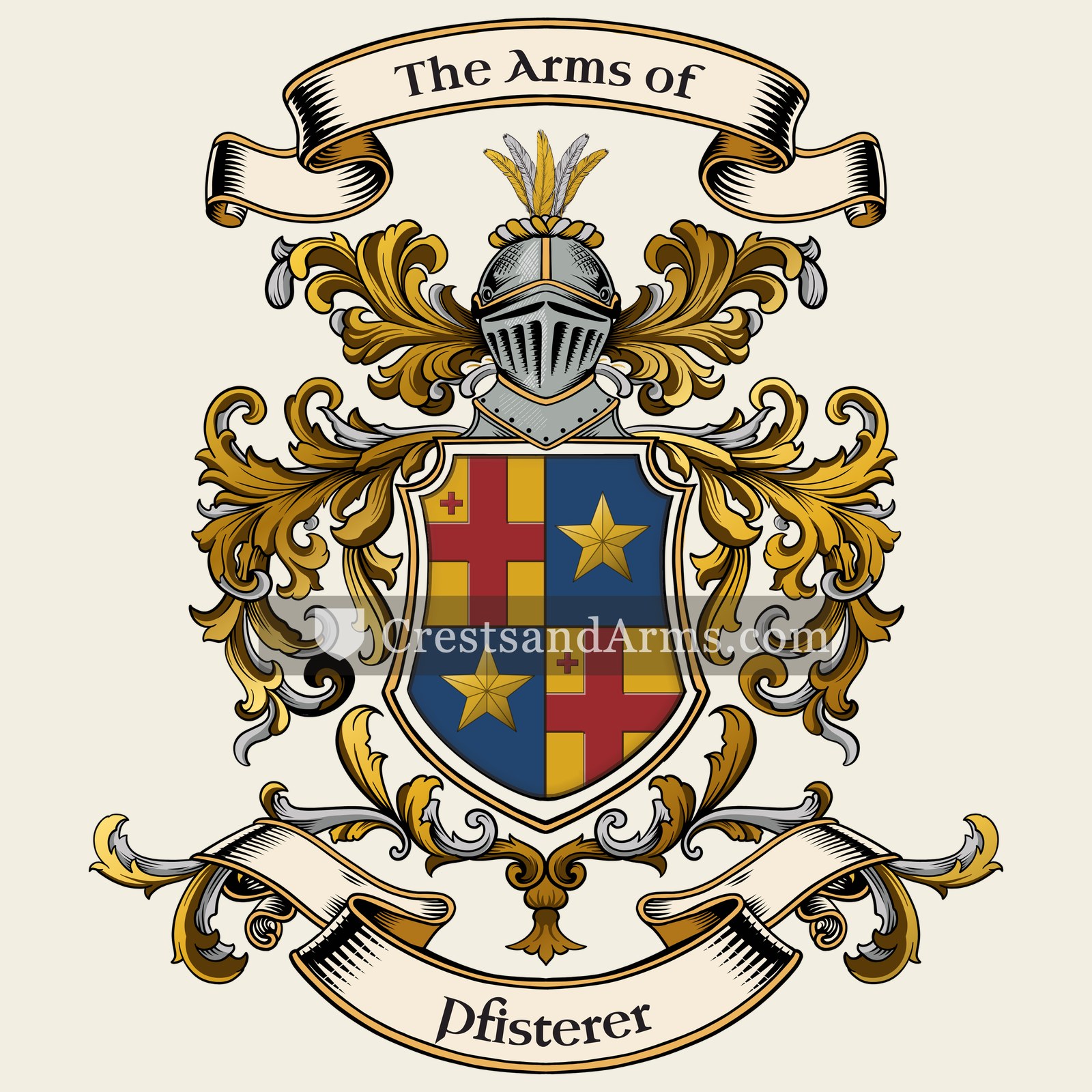 The Pfisterer coat of arms, drawn from the recorded blazon