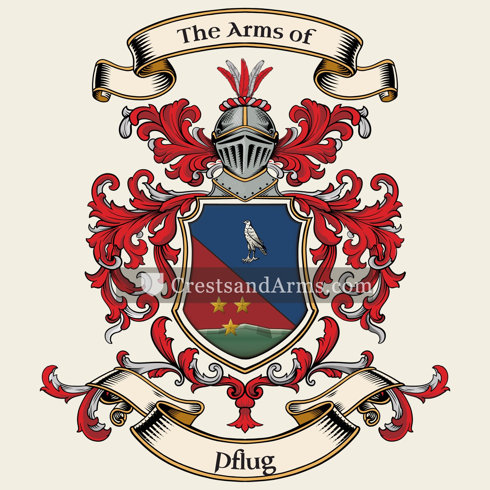 The Pflug coat of arms, drawn from the recorded blazon