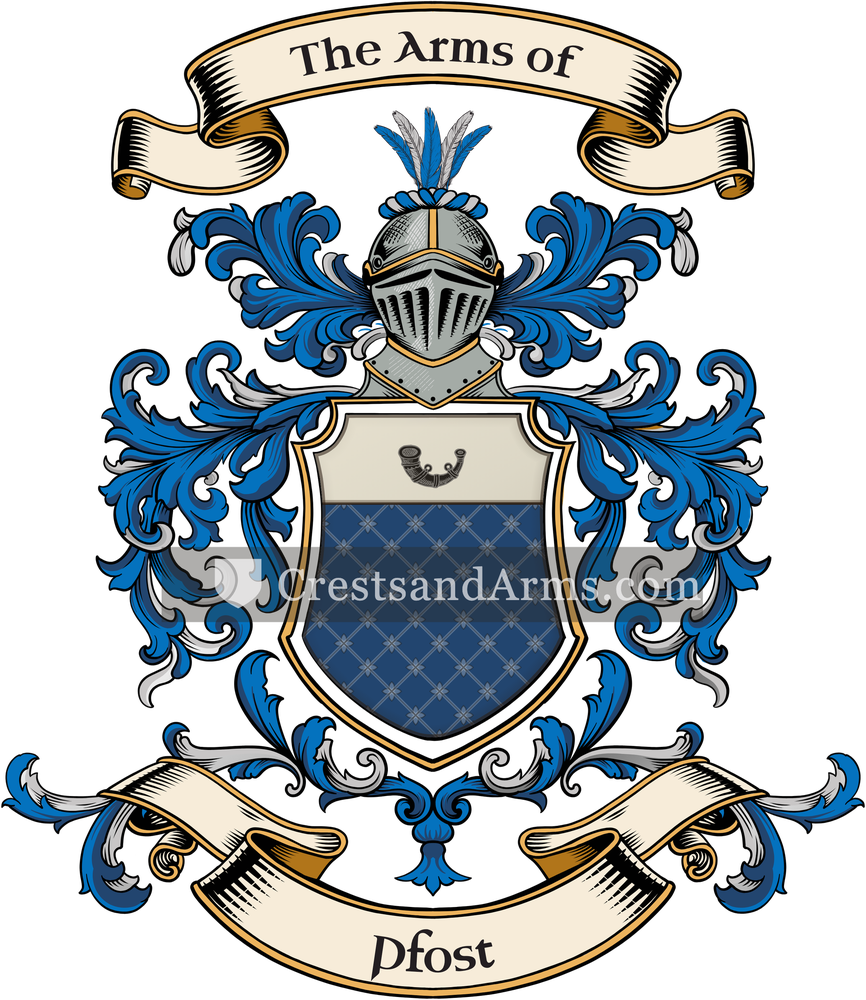 The Pfost coat of arms, drawn from the recorded blazon