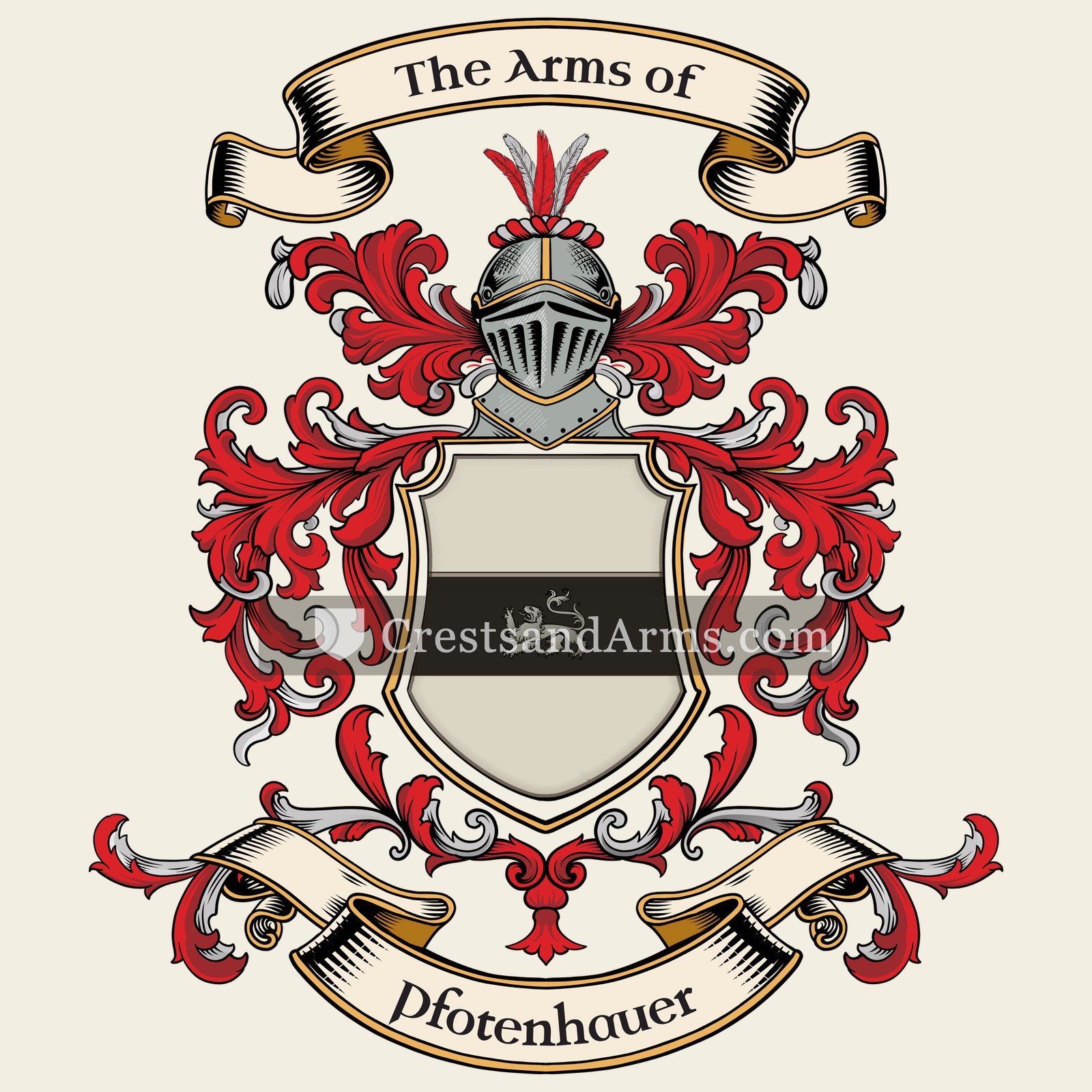 The Pfotenhauer coat of arms, drawn from the recorded blazon
