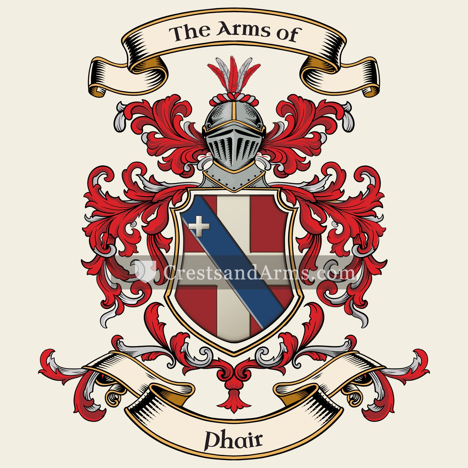 The Phair coat of arms, drawn from the recorded blazon