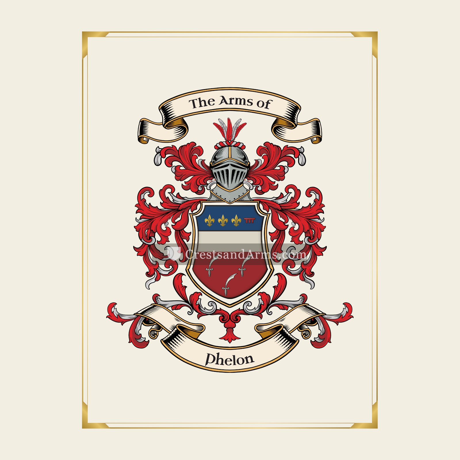 With gold border
