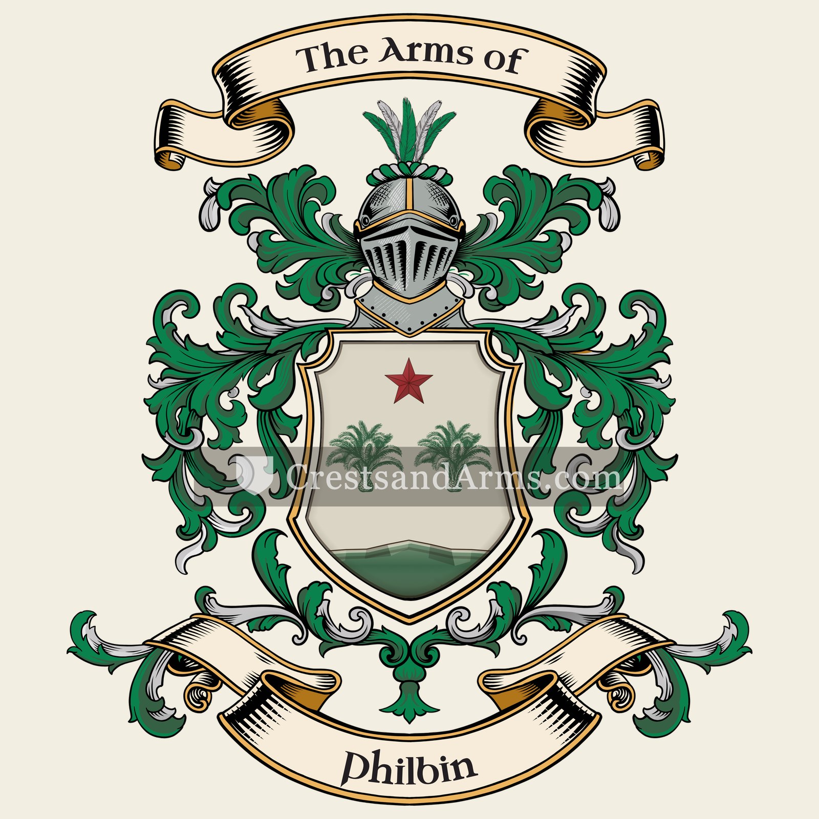 The Philbin coat of arms, drawn from the recorded blazon