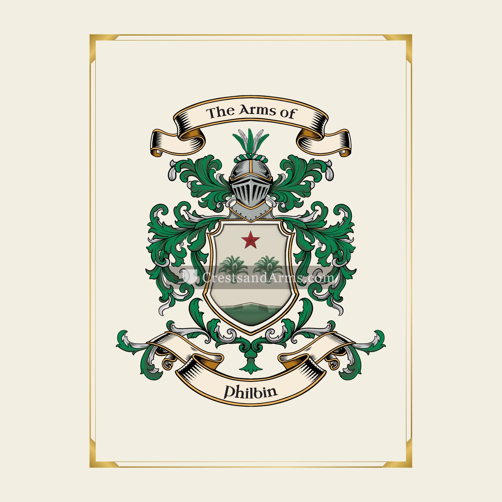 With gold border