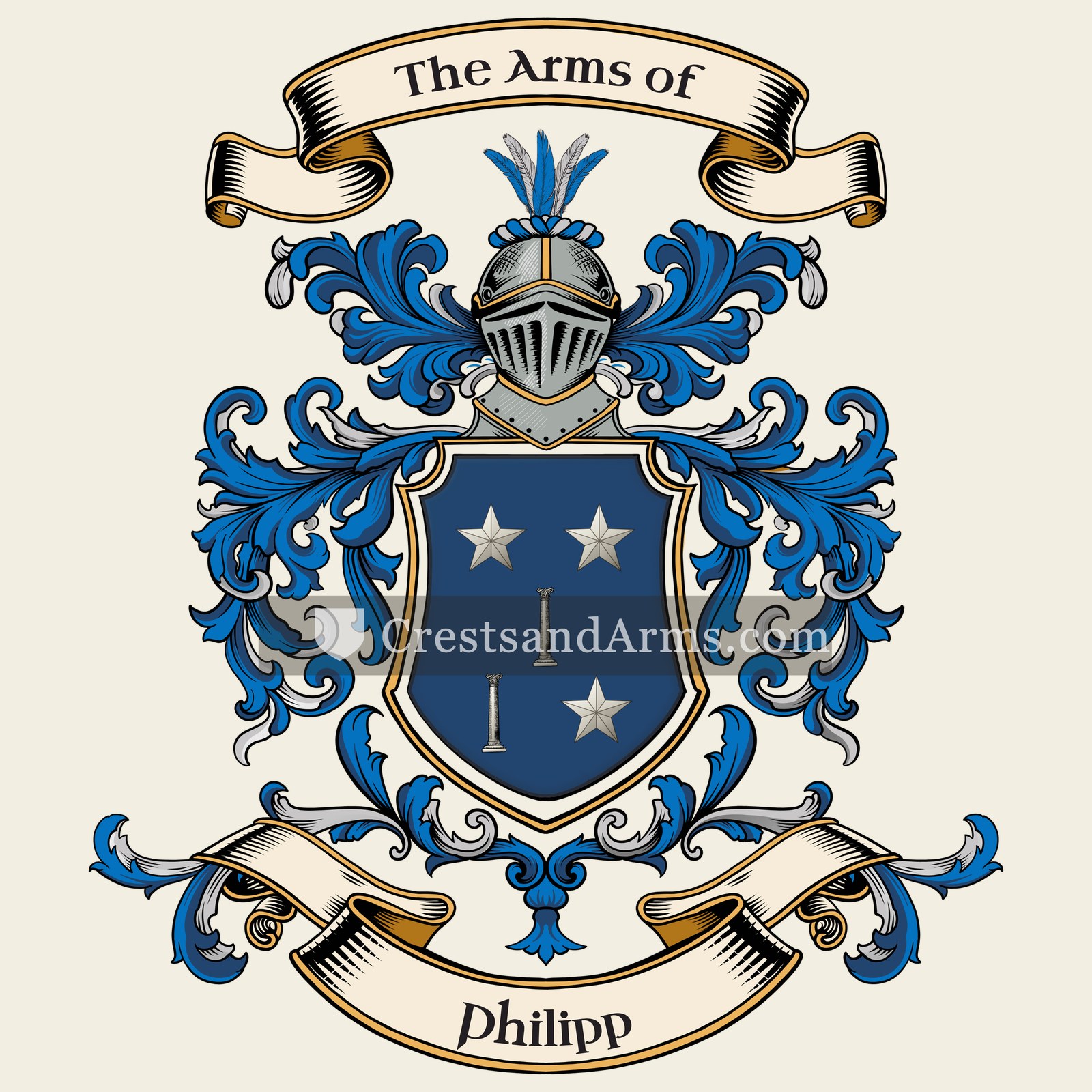 The Philipp coat of arms, drawn from the recorded blazon
