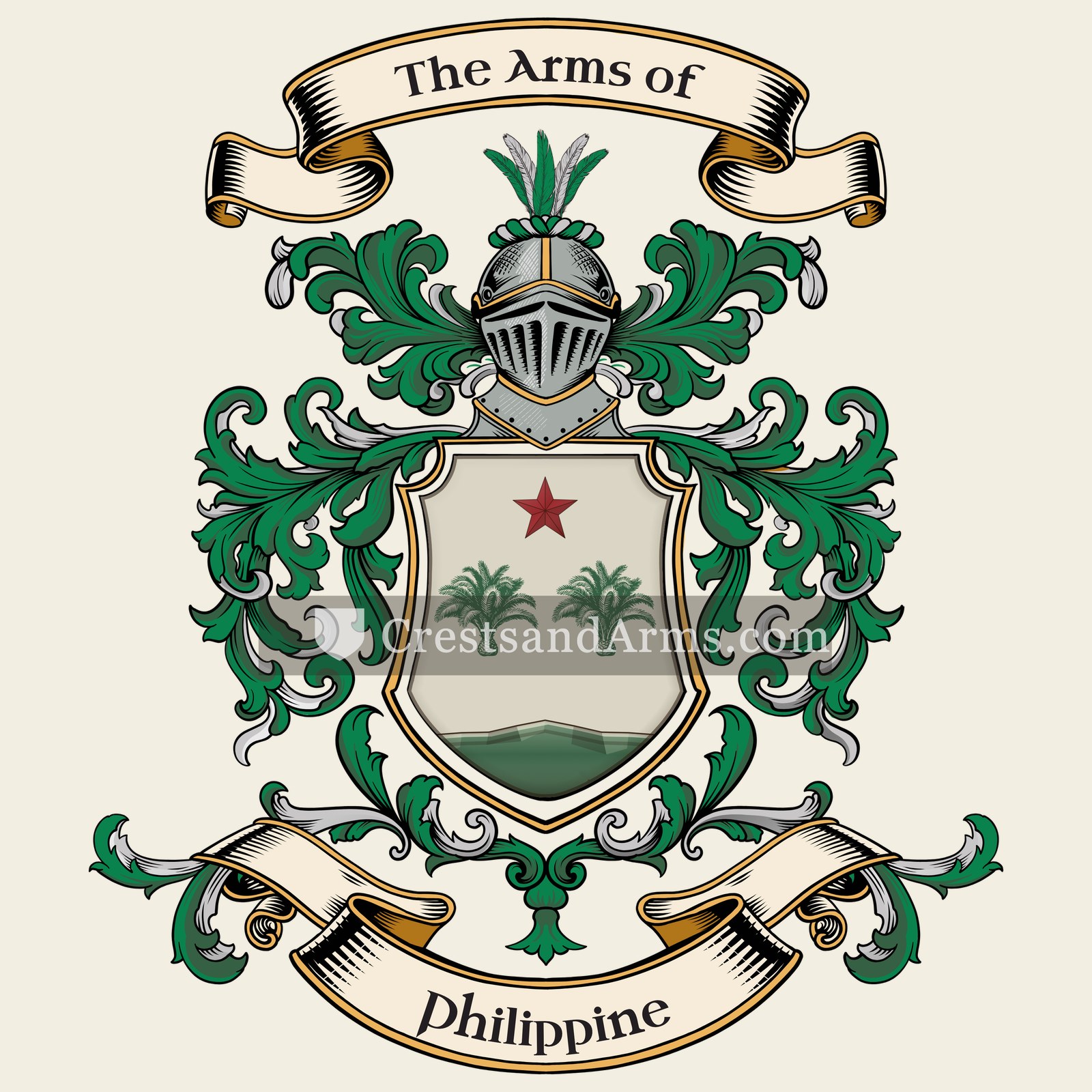 The Philippine coat of arms, drawn from the recorded blazon