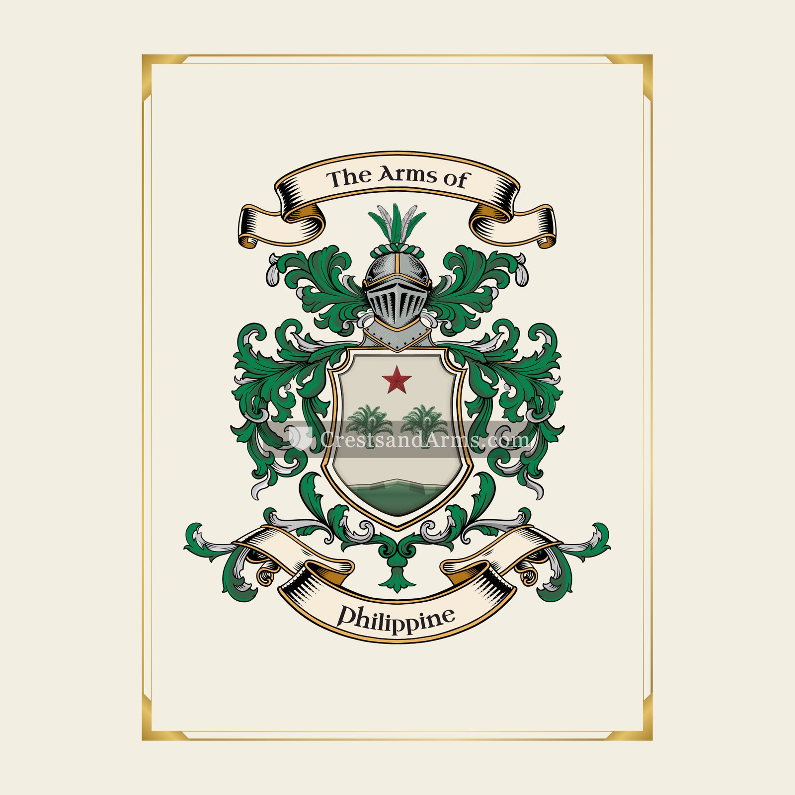 With gold border