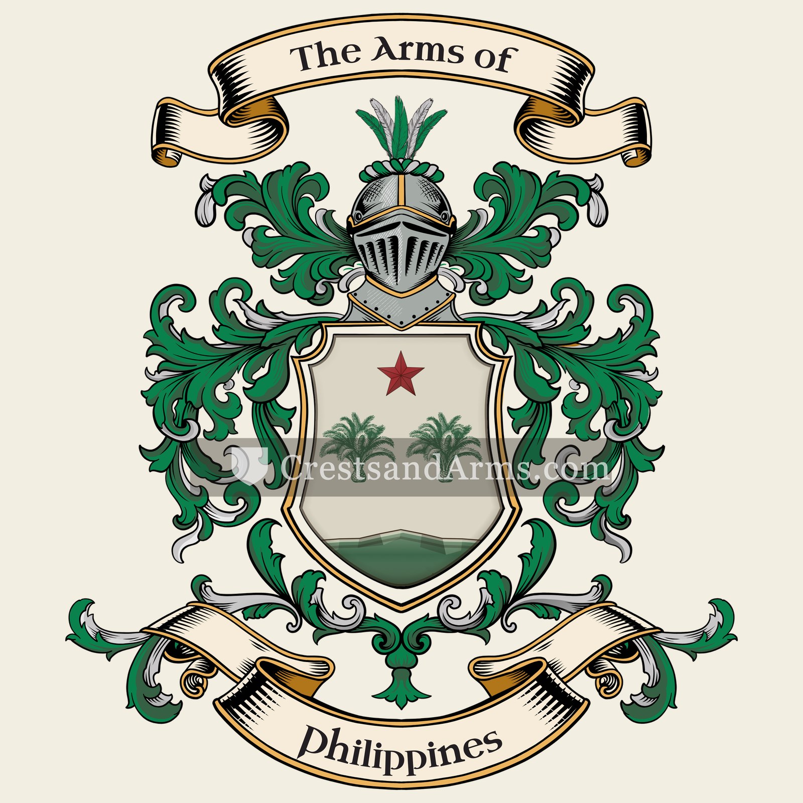 The Philippines coat of arms, drawn from the recorded blazon
