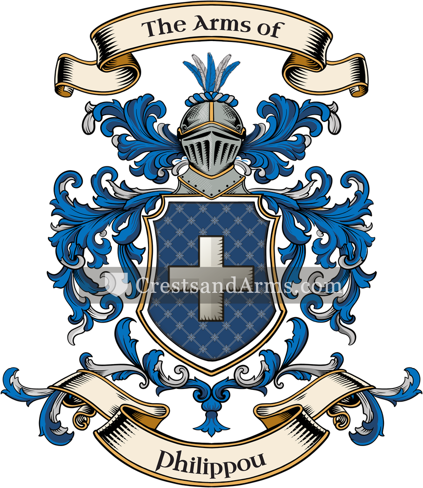 The Philippou coat of arms, drawn from the recorded blazon