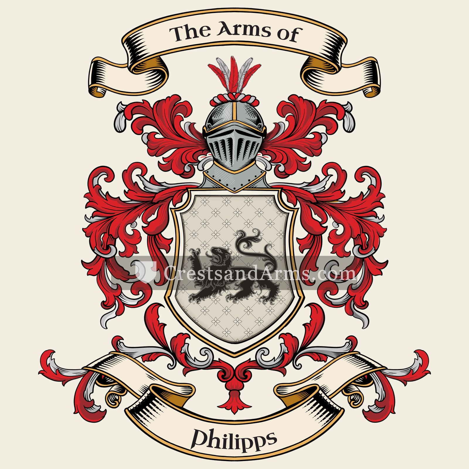 The Philipps coat of arms, drawn from the recorded blazon
