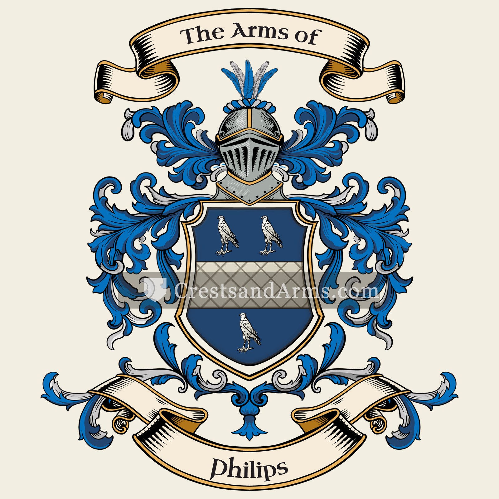 The Philips coat of arms, drawn from the recorded blazon
