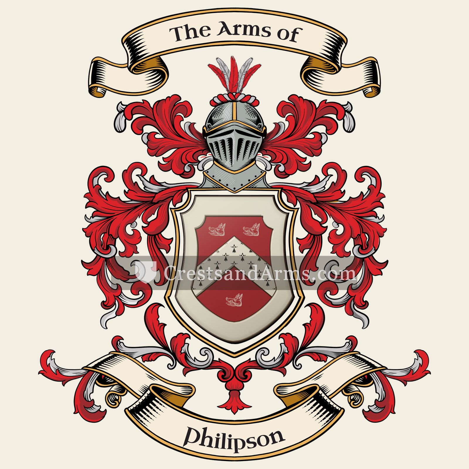 The Philipson coat of arms, drawn from the recorded blazon
