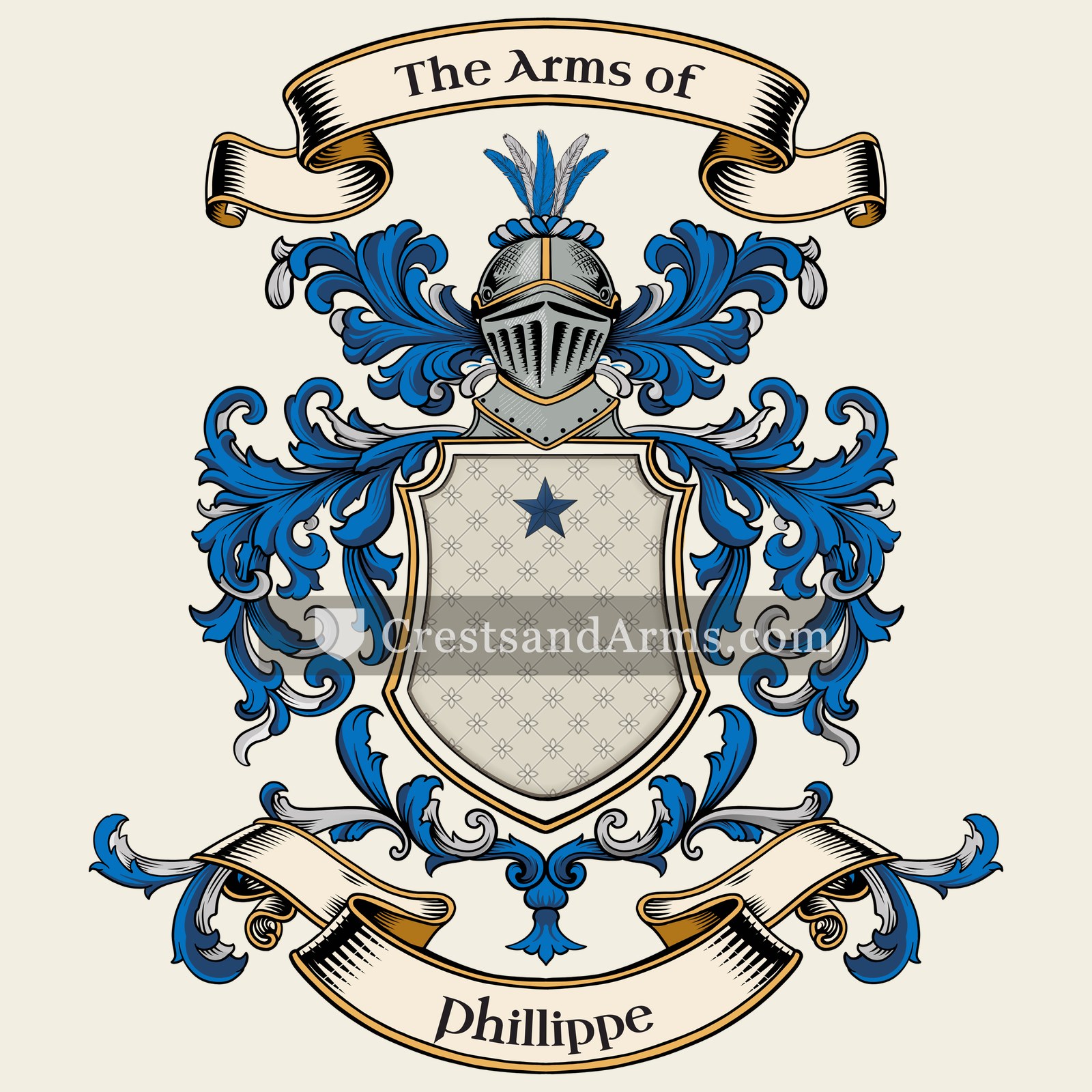 The Phillippe coat of arms, drawn from the recorded blazon