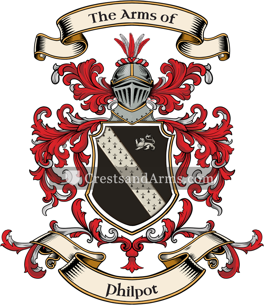 The Philpot coat of arms, drawn from the recorded blazon