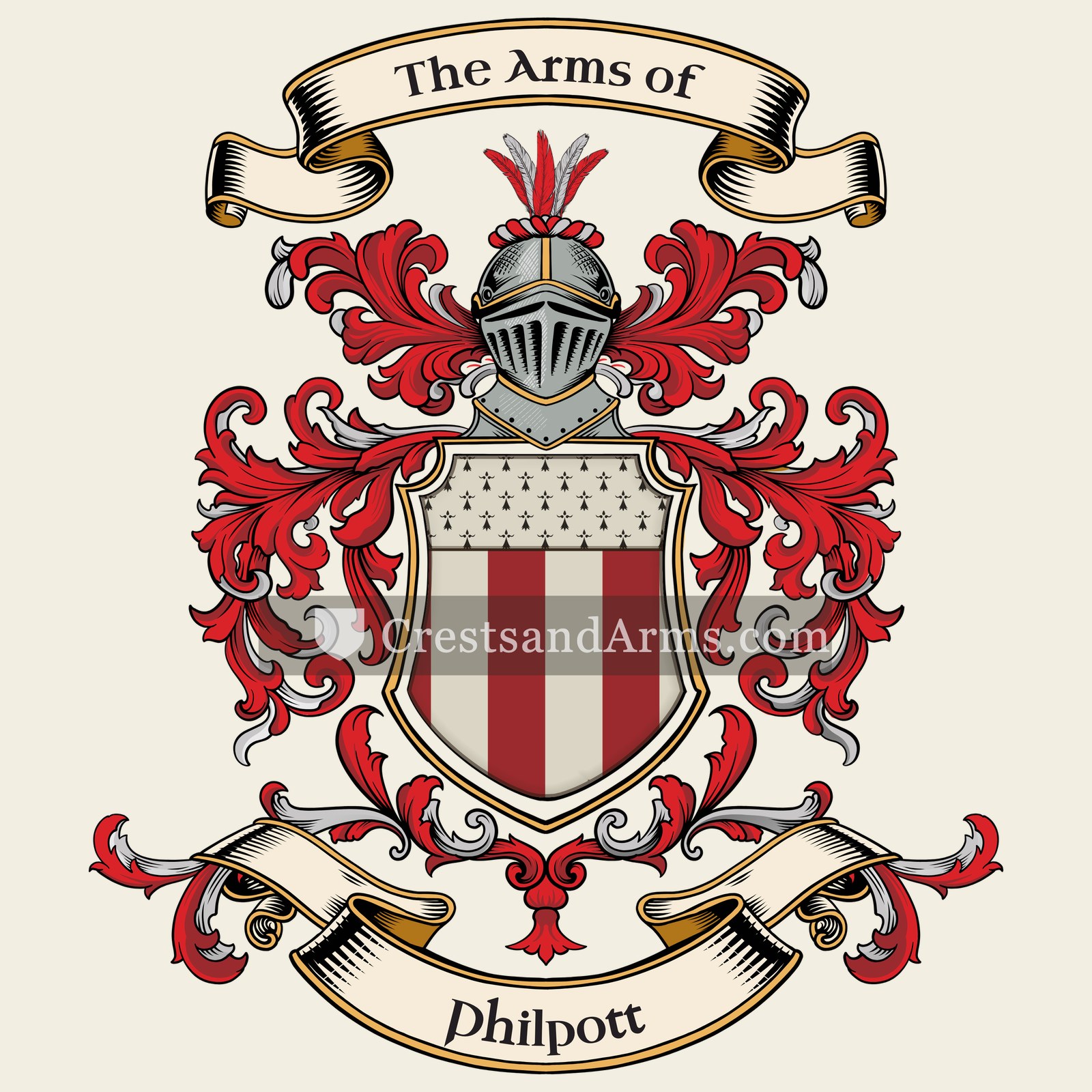The Philpott coat of arms, drawn from the recorded blazon