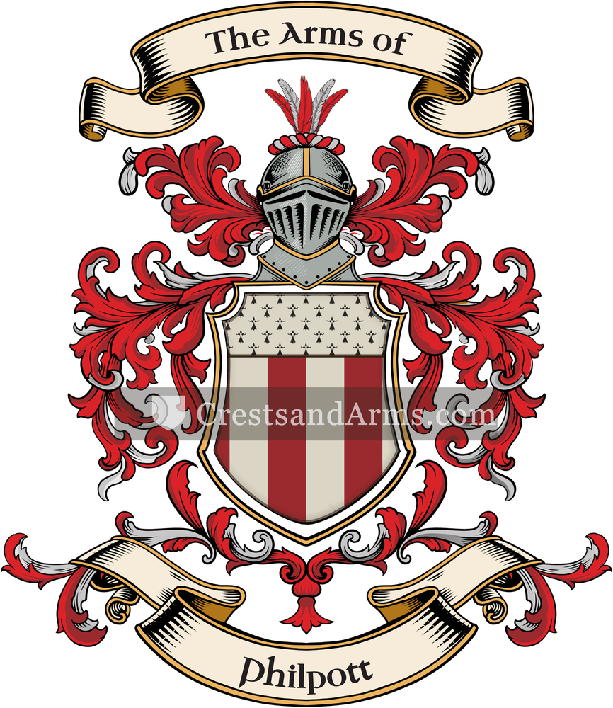The Philpott coat of arms, drawn from the recorded blazon