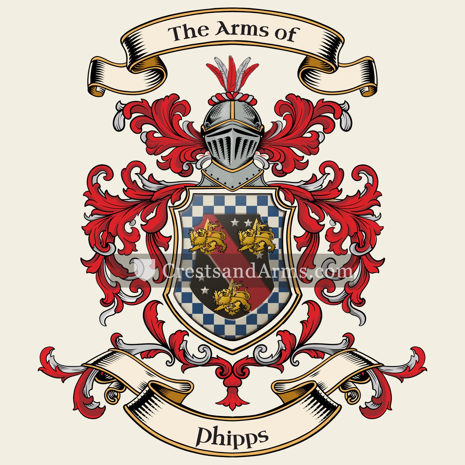 The Phipps coat of arms, drawn from the recorded blazon