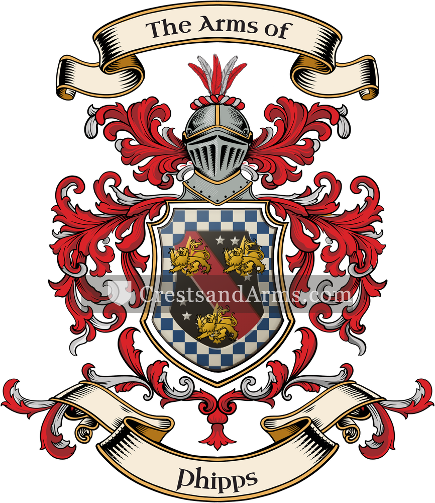 The Phipps coat of arms, drawn from the recorded blazon