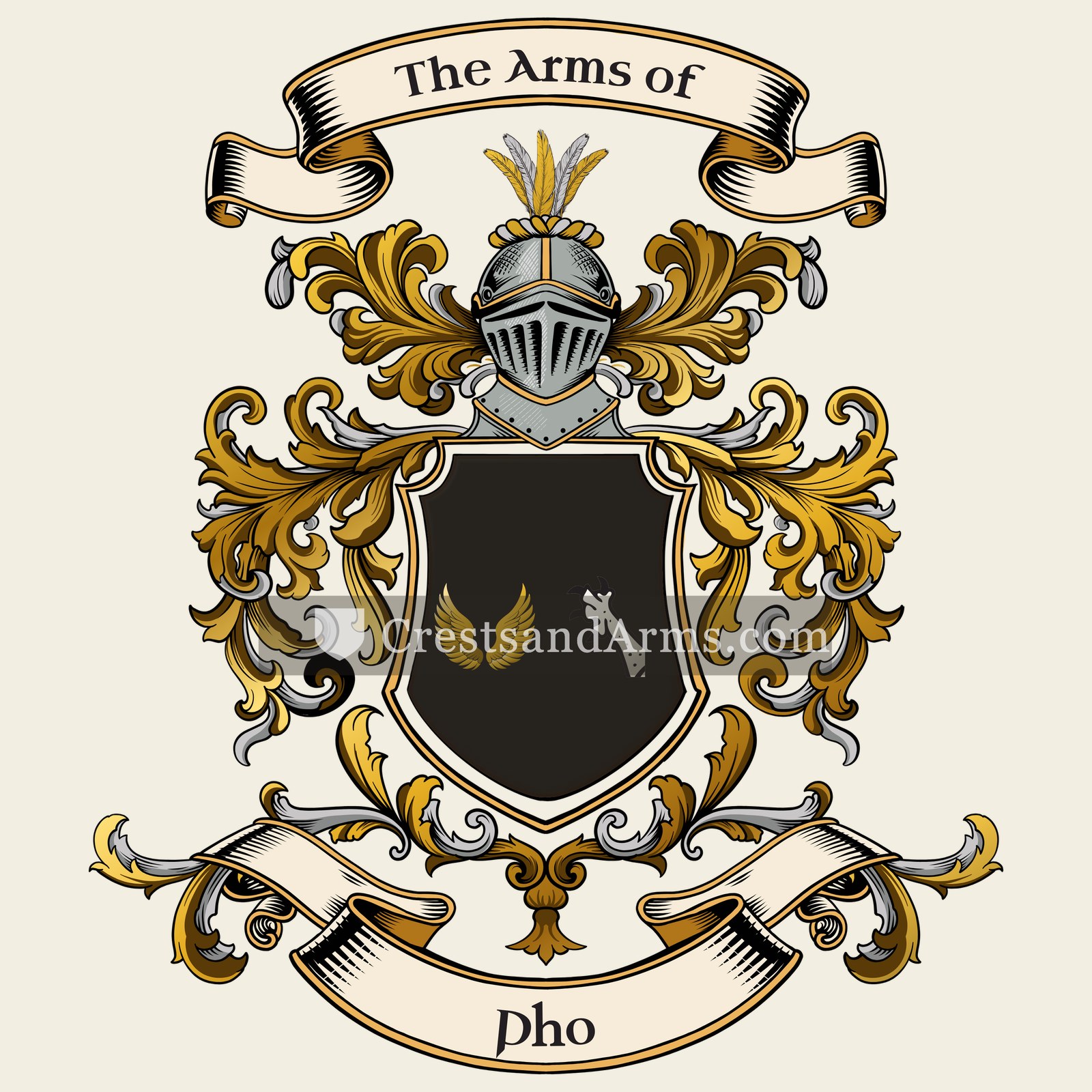 The Pho coat of arms, drawn from the recorded blazon