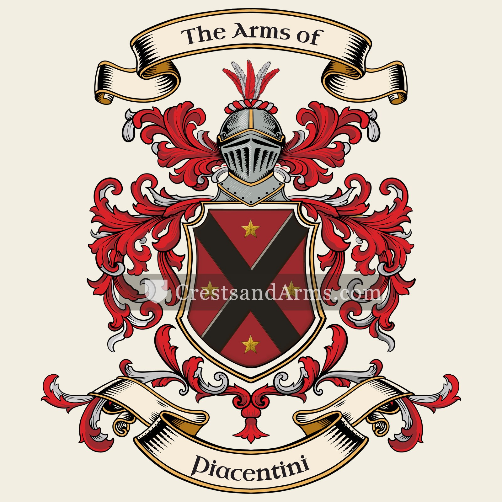 The Piacentini coat of arms, drawn from the recorded blazon
