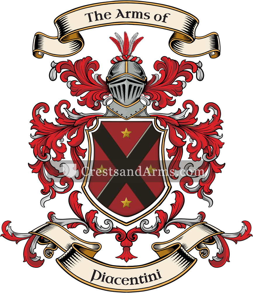 The Piacentini coat of arms, drawn from the recorded blazon