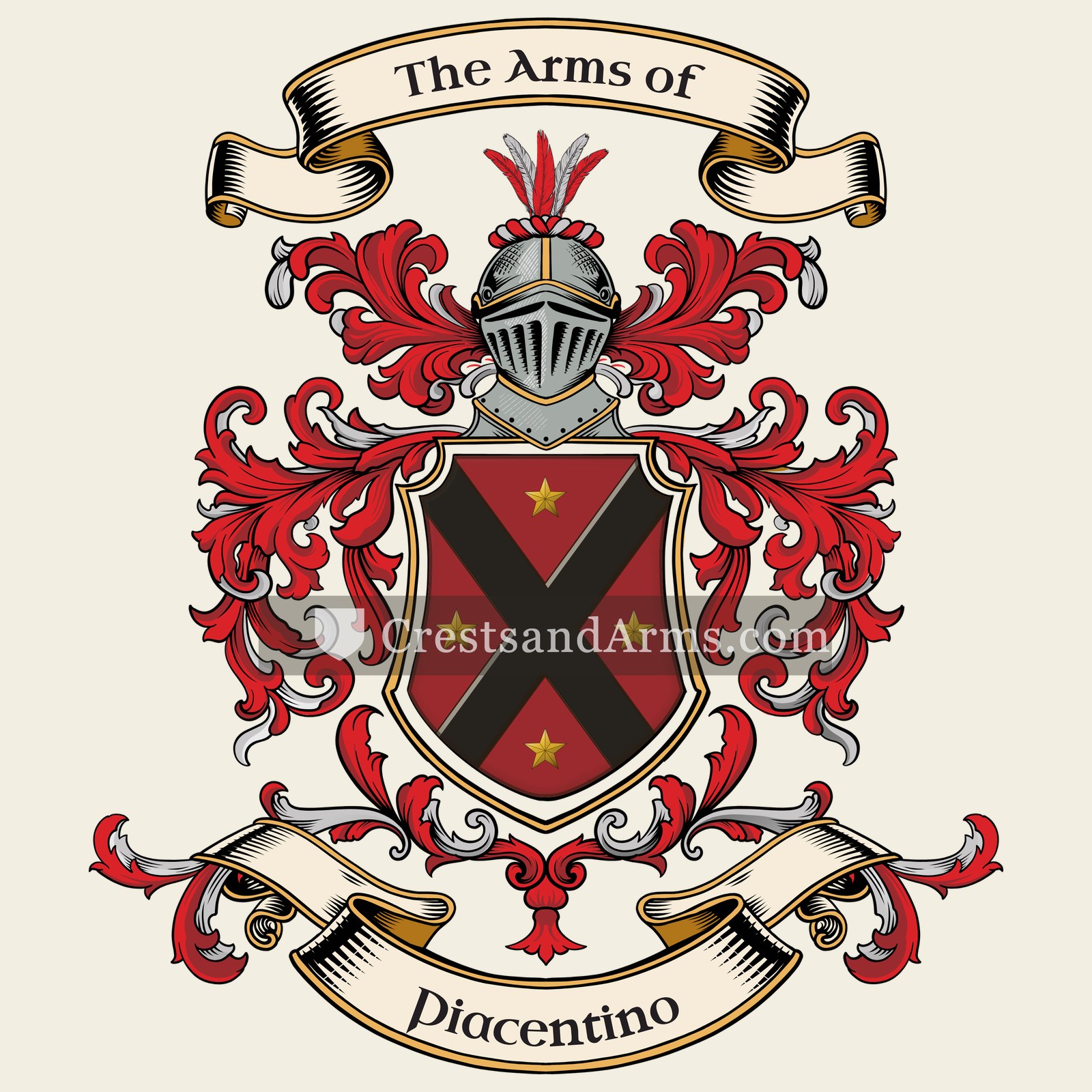 The Piacentino coat of arms, drawn from the recorded blazon