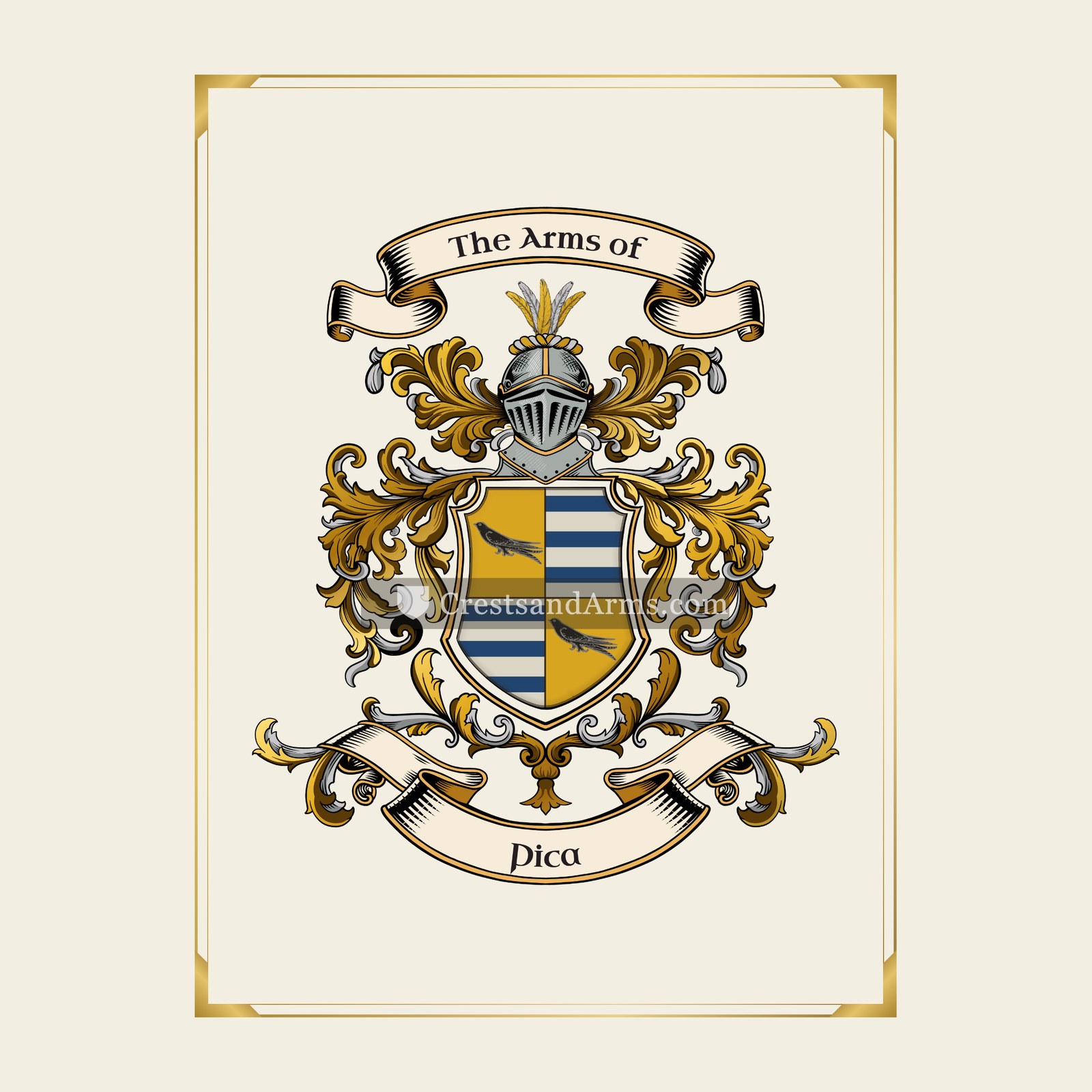 With gold border