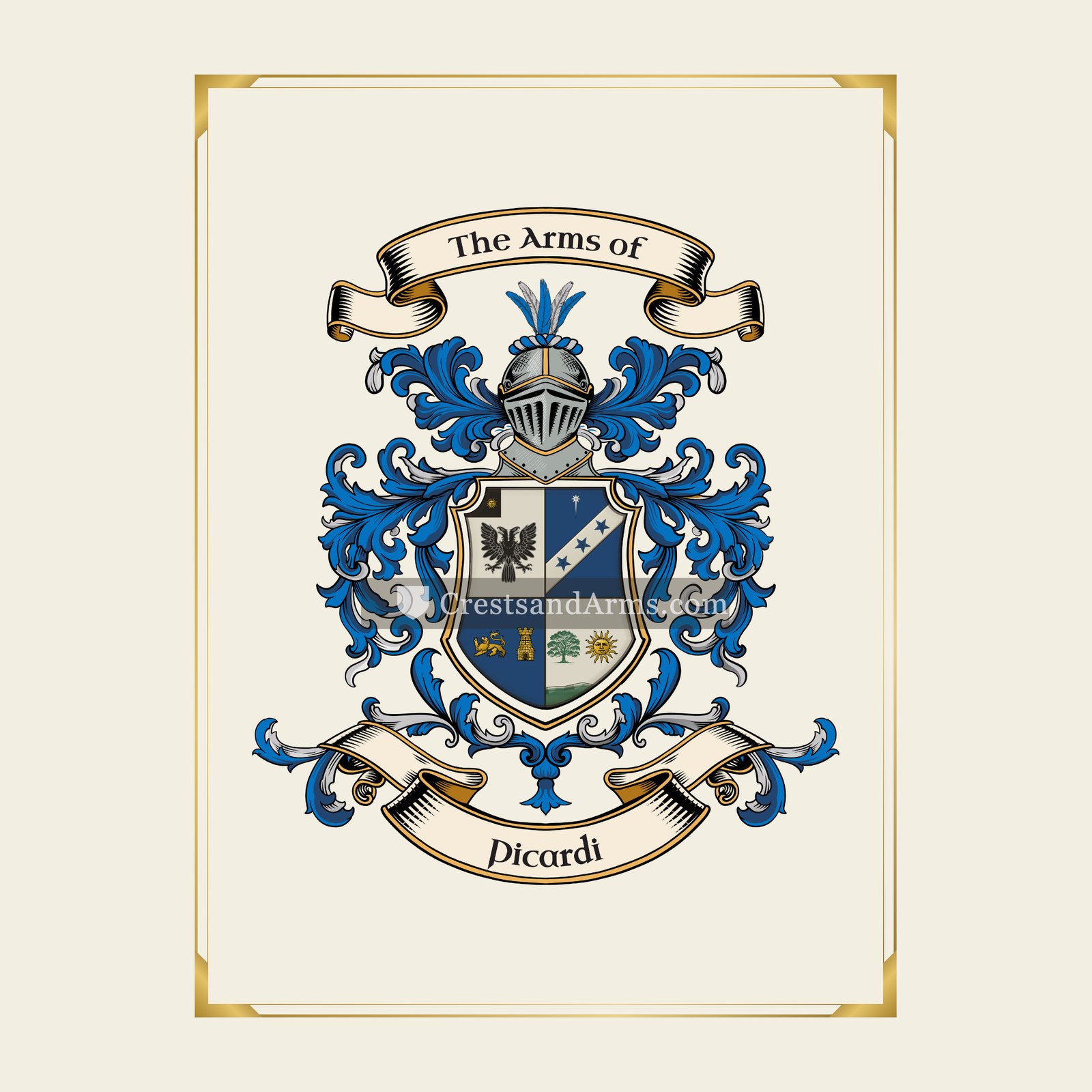 With gold border