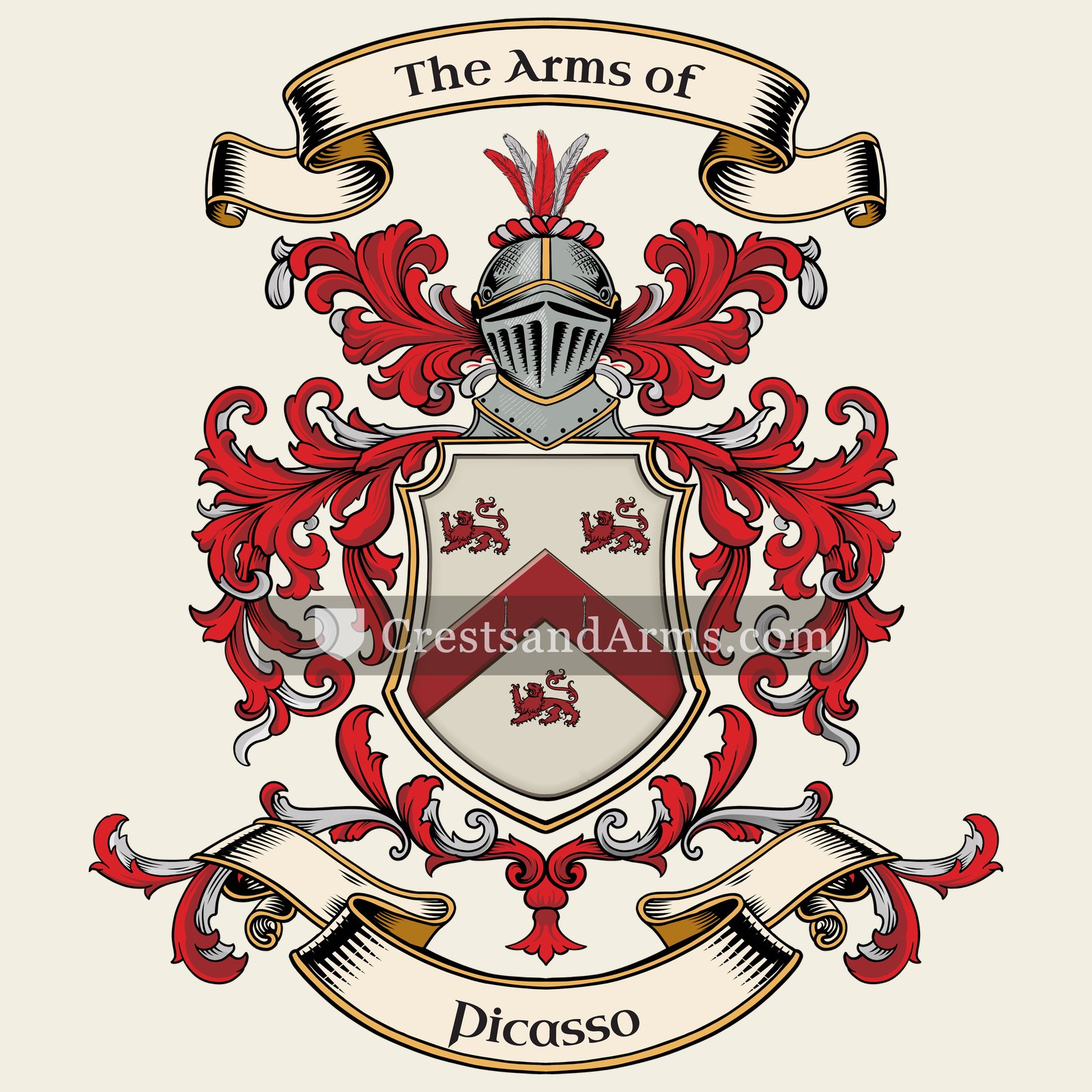 The Picasso coat of arms, drawn from the recorded blazon
