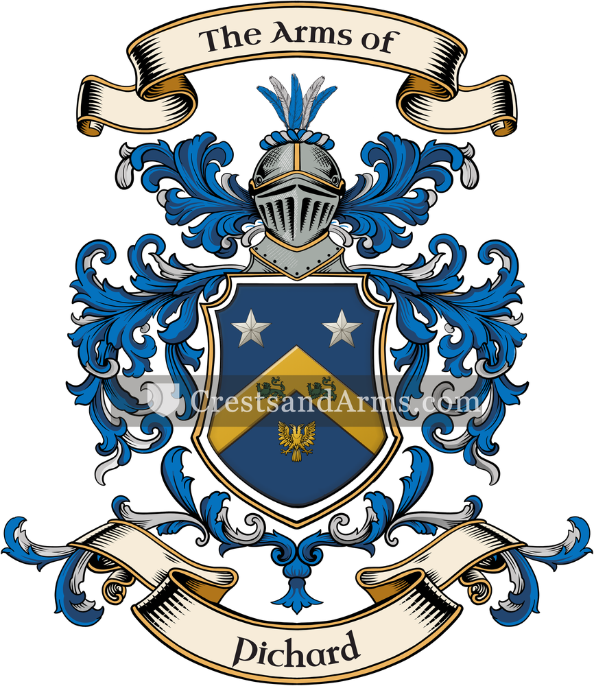The Pichard coat of arms, drawn from the recorded blazon