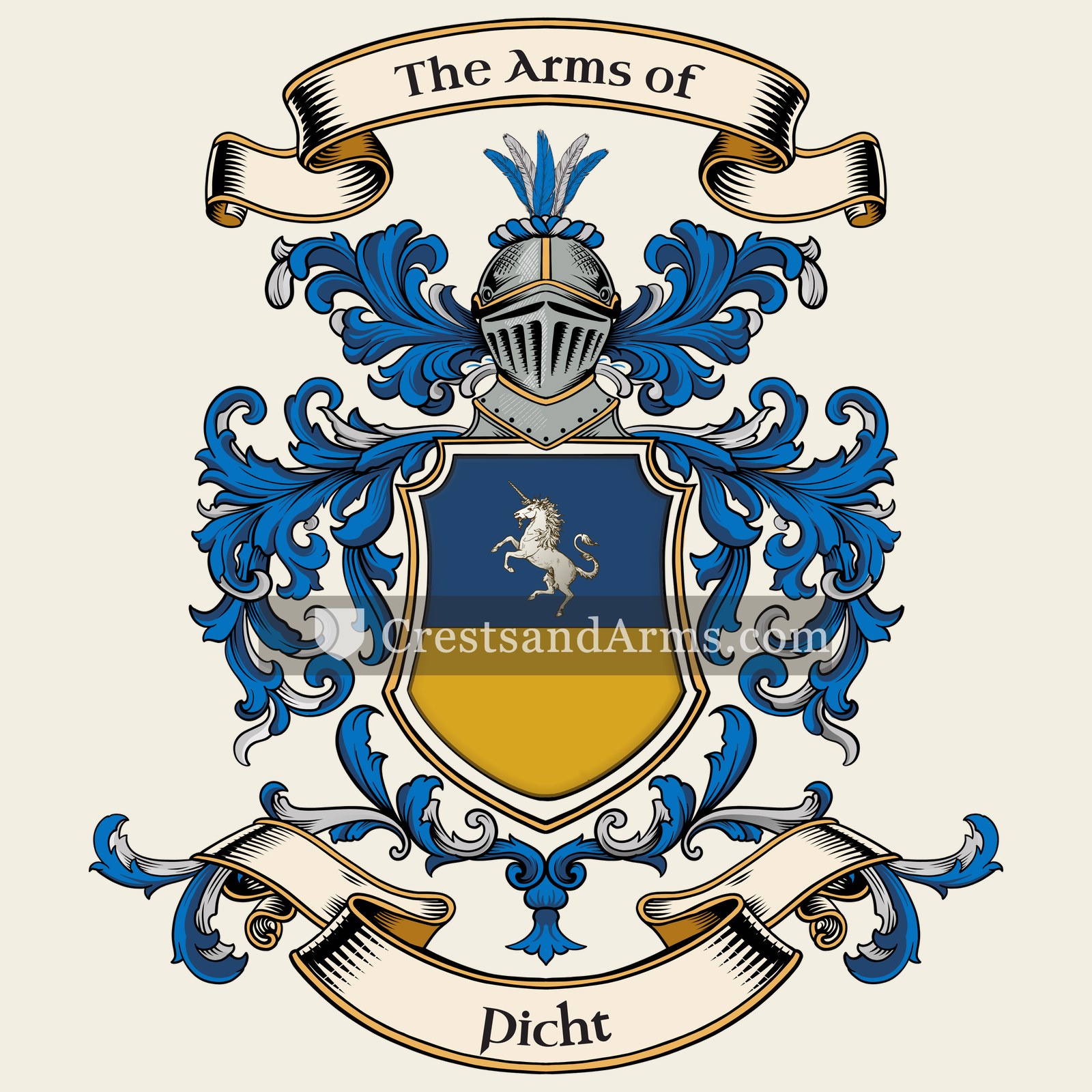 The Picht coat of arms, drawn from the recorded blazon