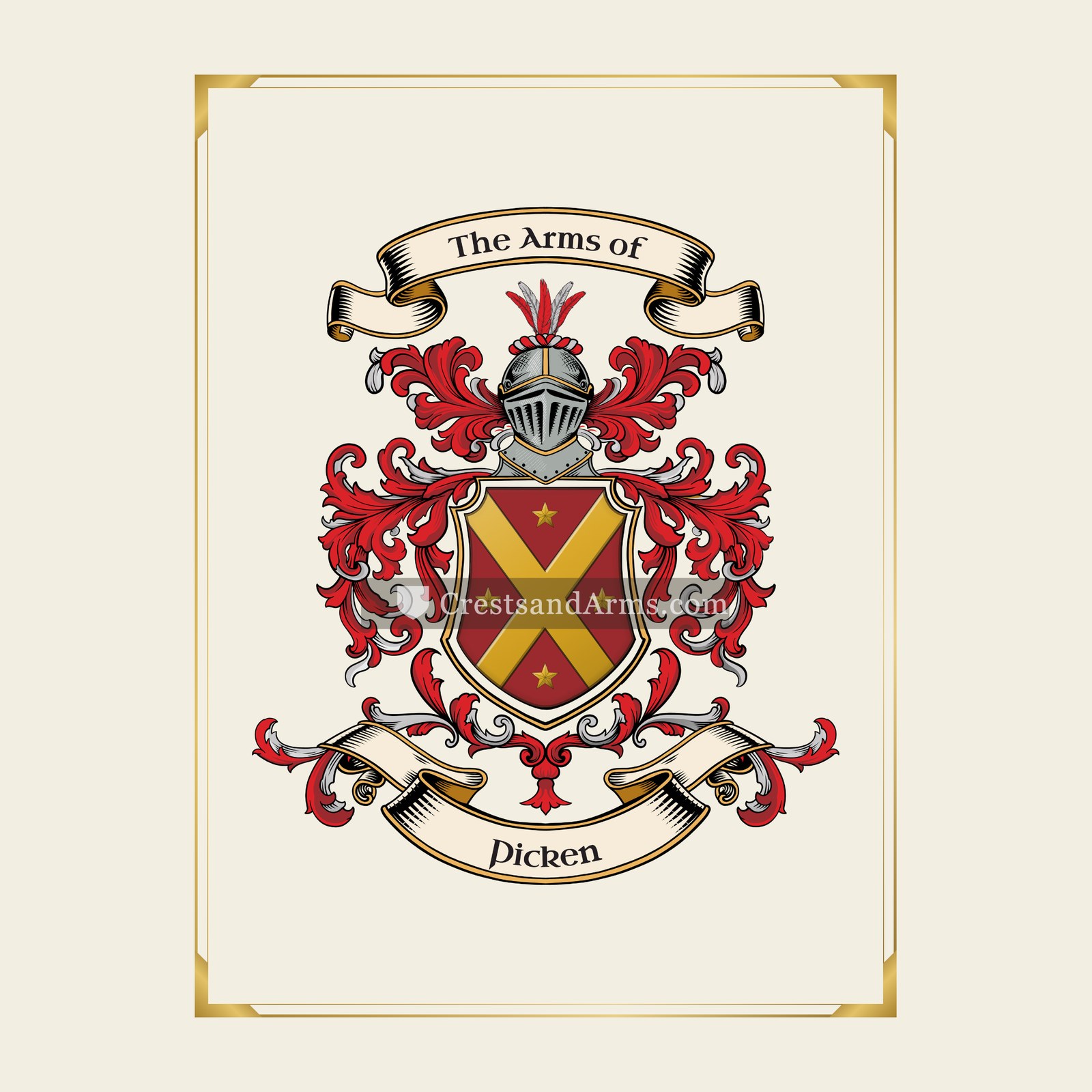 With gold border