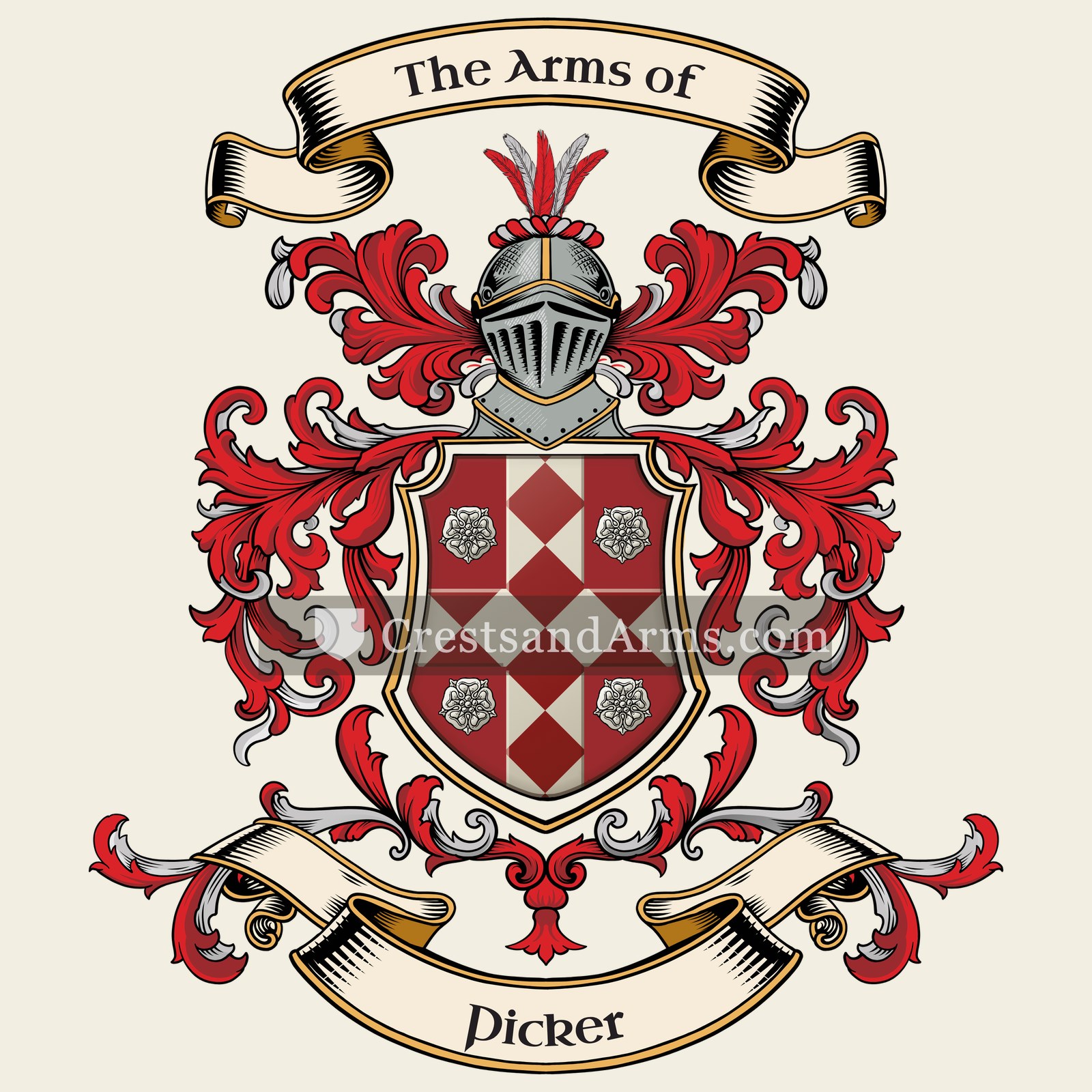 The Picker coat of arms, drawn from the recorded blazon