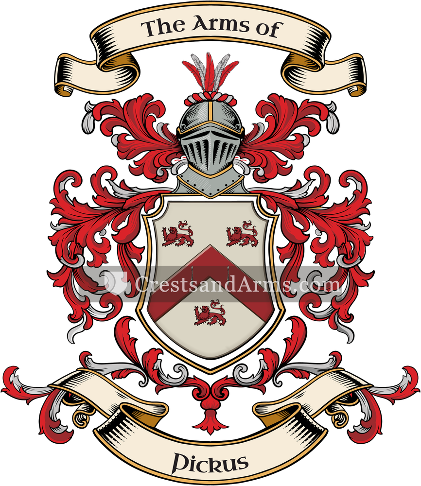 The Pickus coat of arms, drawn from the recorded blazon