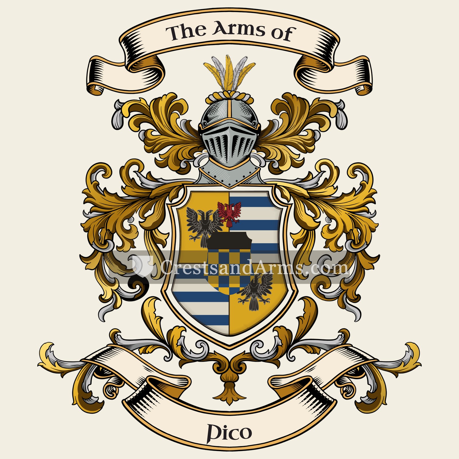 The Pico coat of arms, drawn from the recorded blazon